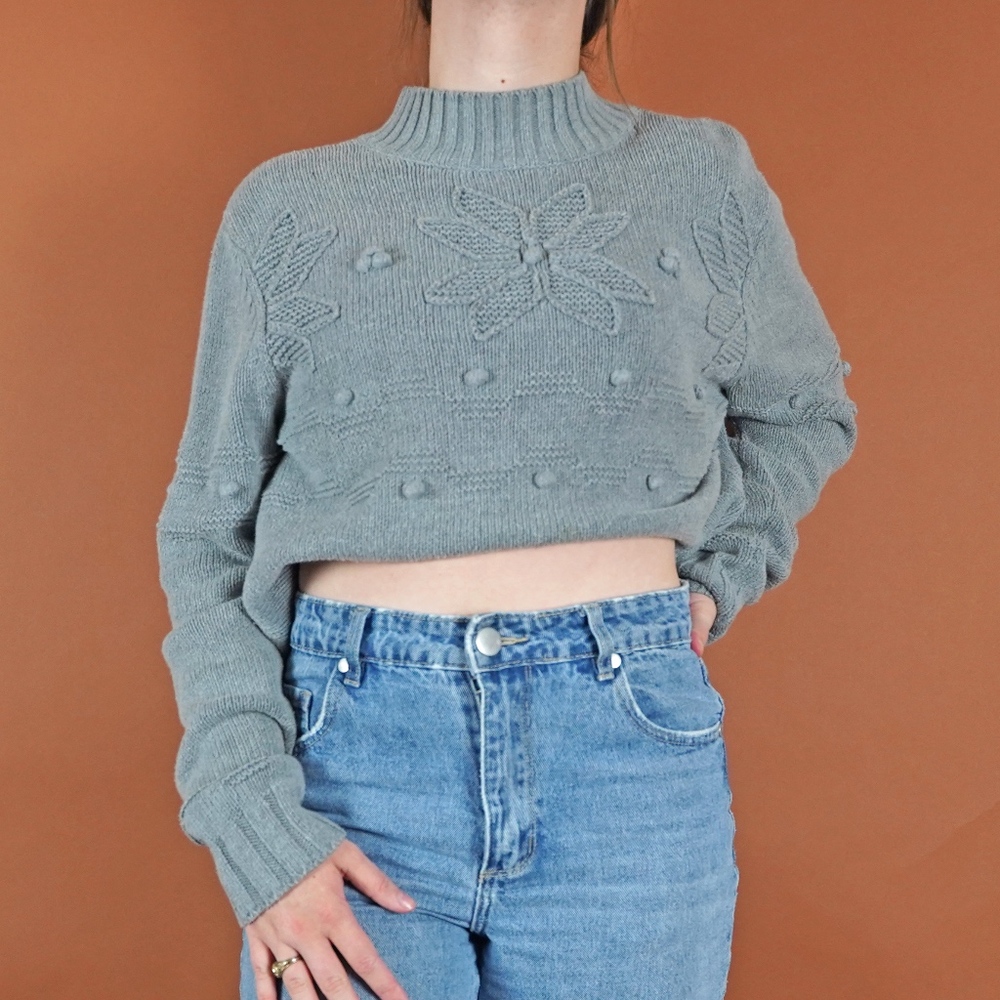 croft & barrow grey cozy holiday sweater mock neck